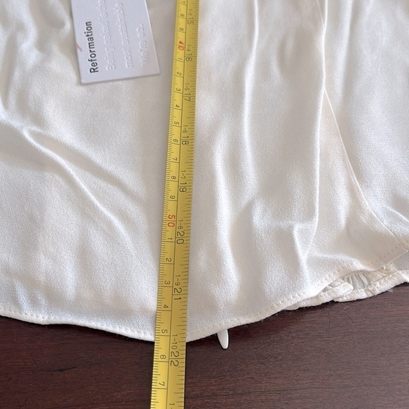 Reformation  Puff Sleeve Smocked Blouse Top in Cream Size 10 - Picture 8 of 15